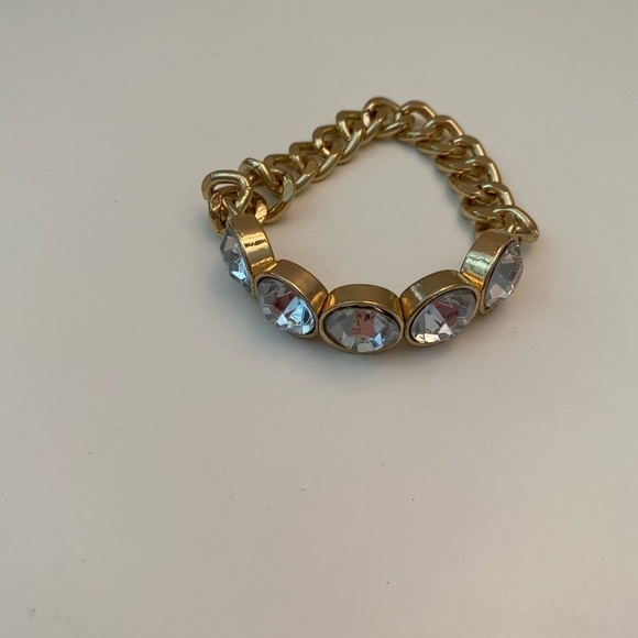 Rhinestone gold link stretchy bracelet - Picture 2 of 3